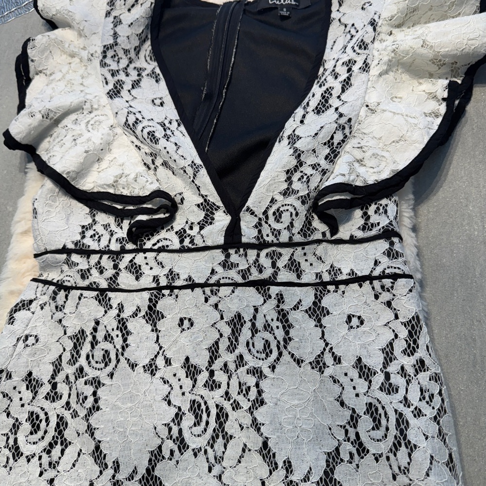 Lulu's Black and White Lace Dress -Small - Picture 6 of 16